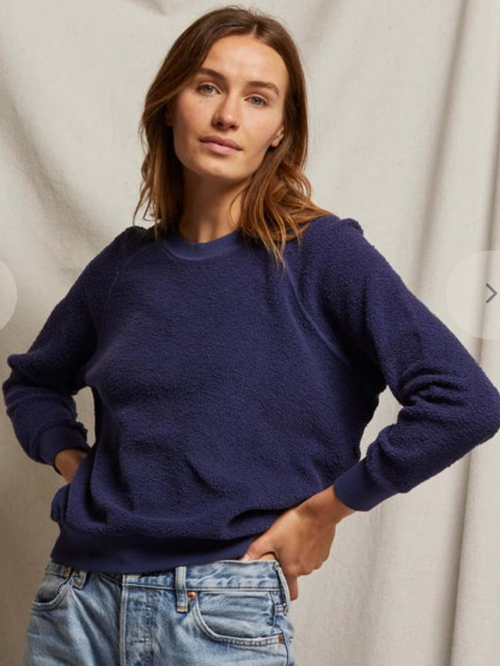 perfectwhitetee Navy Plush Crewneck Sweatshirt